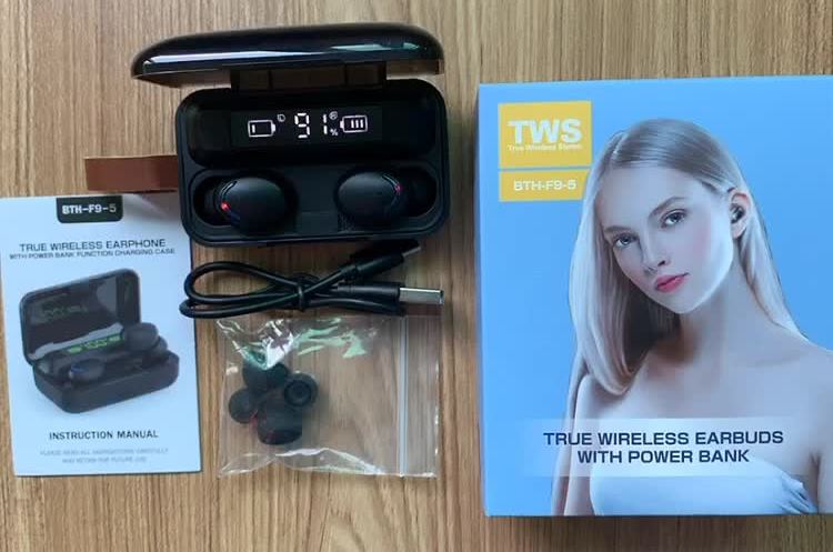 Умные Bluetooth наушники с микрофоном и внешним аккумулятором TWS BTH-F9-5 оптом
