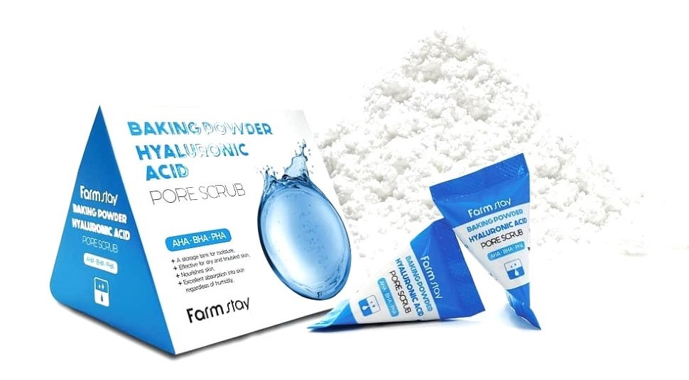 Скраб для лица в пирамидках Farmstay Baking Powder Hyaluronic Acid Pore Scrub оптом