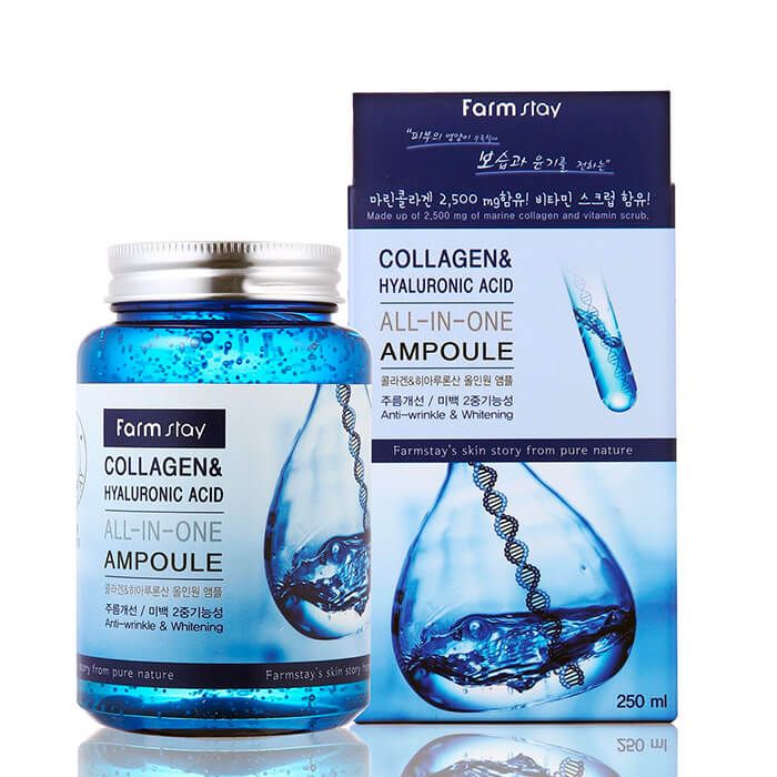 Ампульная сыворотка FarmStay Collagen & Hyaluronic Acid All-in-one Ampoule оптом