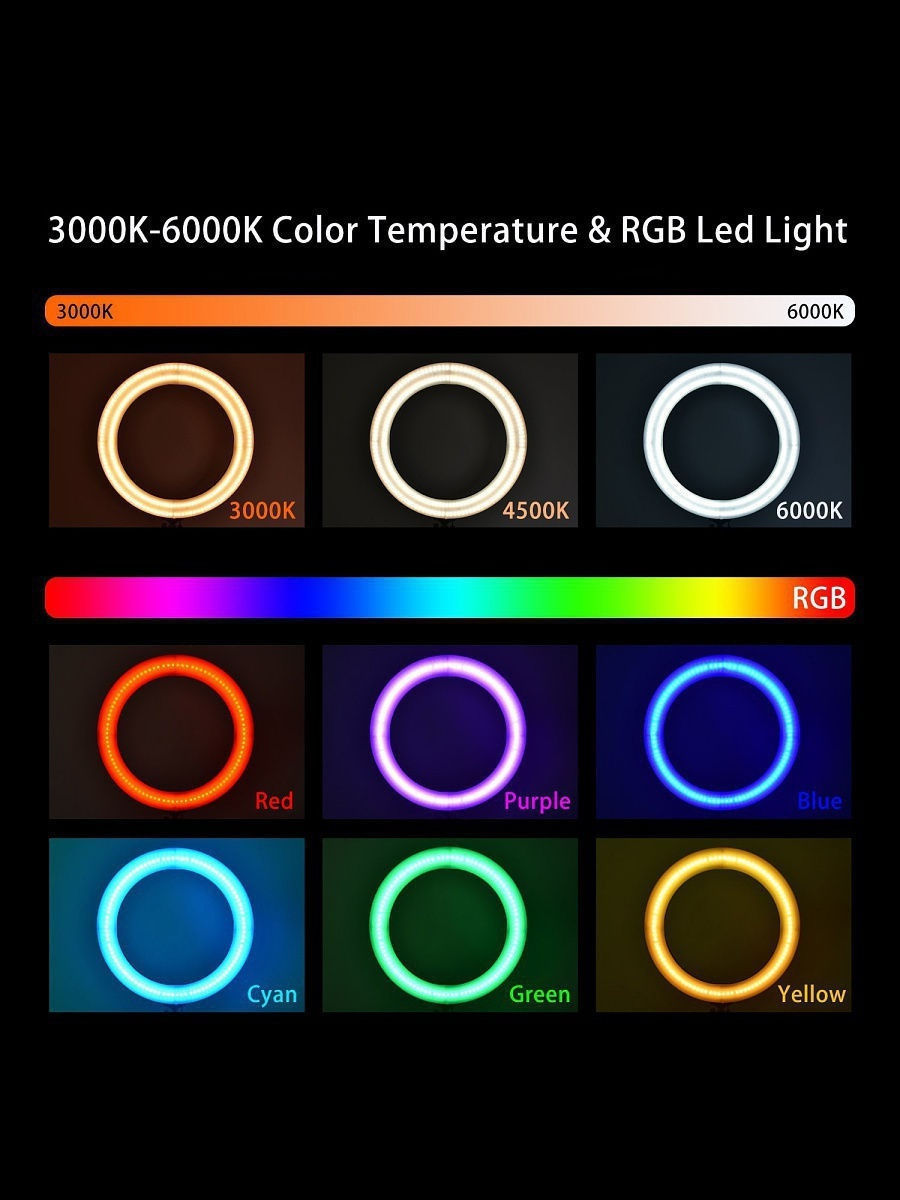 Кольцевая светодиодная лампа со штативом RGB LED Soft Ring Light MJ-33 оптом - Фото №3