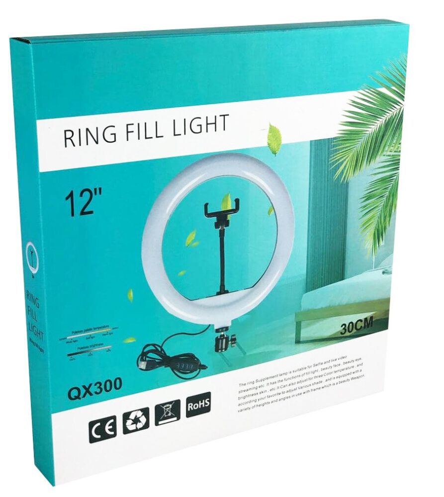 Светодиодная кольцевая Led лампа 30см со штативом QX-300 оптом