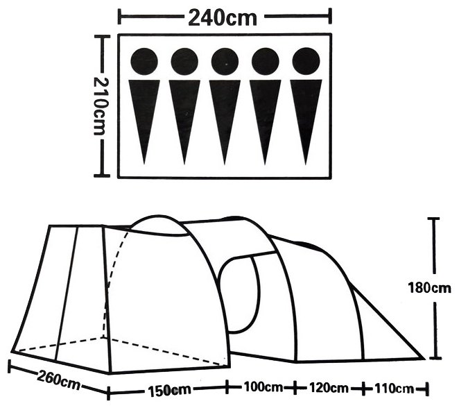 Палатка кемпинговая 5 местная с тамбуром и 2-я входами LANYU LY-1938 оптом - Фото №2