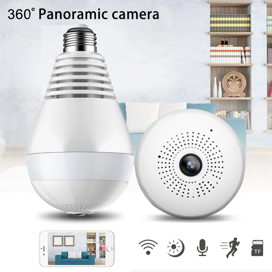 Панорамная скрытая камера WiFi в виде лампочки VR Cam Full View оптом - Фото №2
