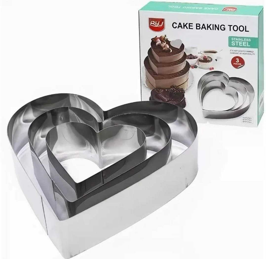 Набор металлических форм для выпечки Cake Baking Tool Сердце 3шт оптом