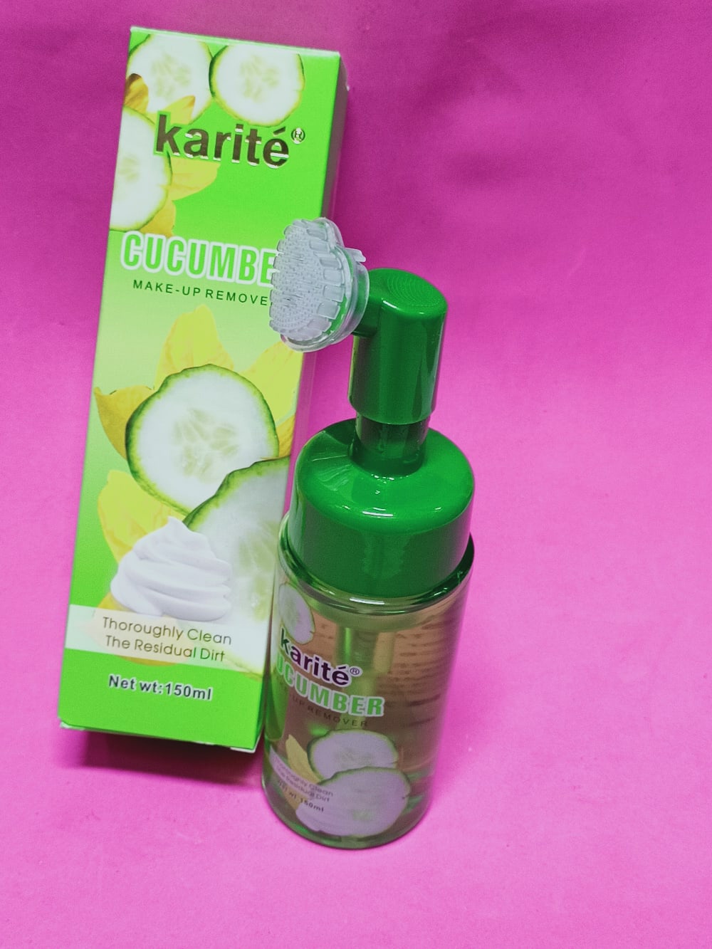 Пенка для умывания с щеточкой Karite Cucumber Make-Up Remover 150мл оптом - Фото №3