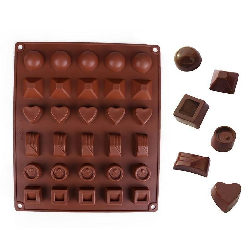 Форма силиконовая для шоколада Конфетное ассорти 28*24см 30 ячеек оптом - Фото №3