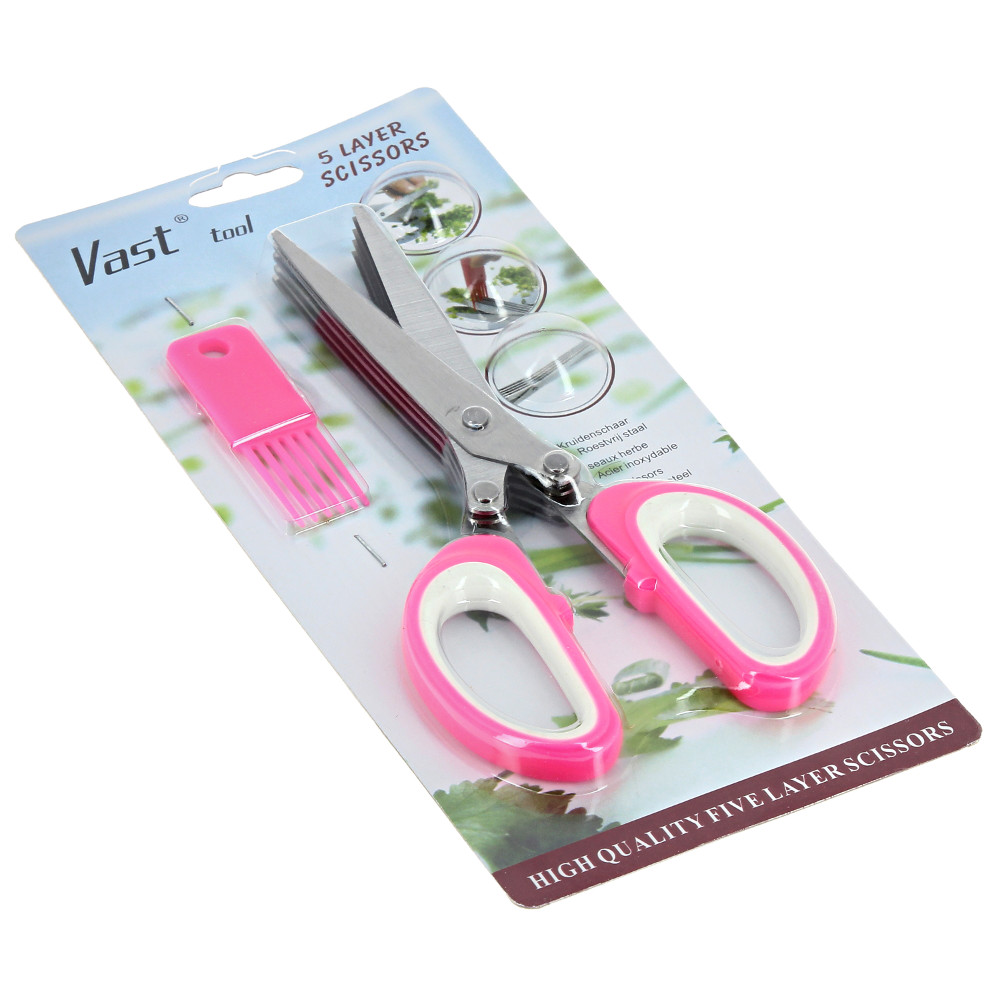 Кухонные ножницы для зелени с щеточкой Vast Tool 5 Layer Scissors оптом - Фото №4