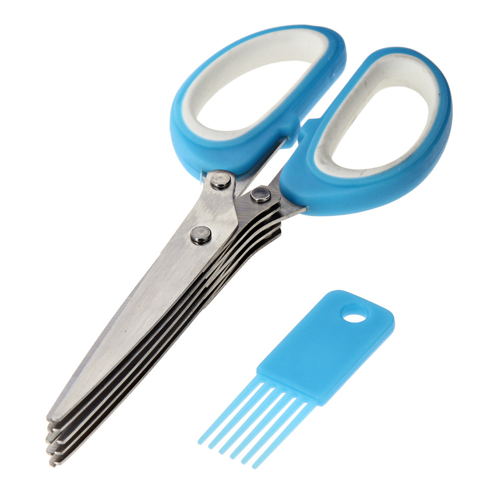 Кухонные ножницы для зелени с щеточкой Vast Tool 5 Layer Scissors оптом - Фото №9