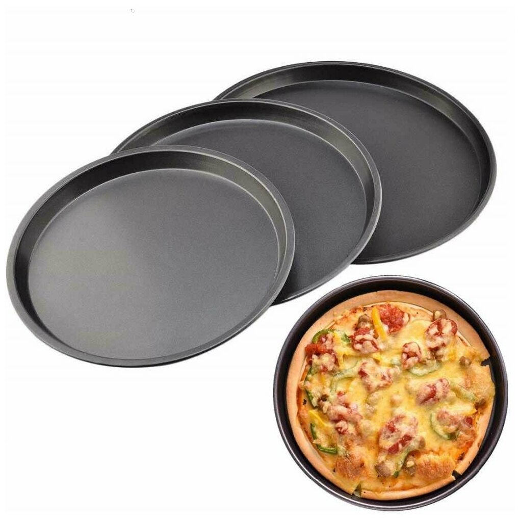 Набор форм для выпечки пиццы, антипригарное покрытие 3шт 26см, 29см, 32см оптом - Фото №3