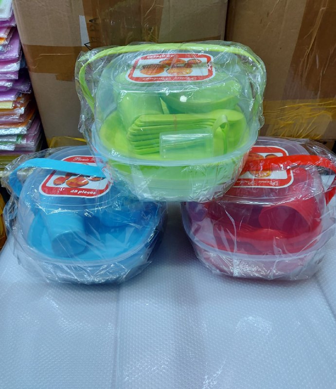 Набор пластиковой посуды для пикника Bita на 6 персон (48 предметов), в боксе с ручкой оптом - Фото №7