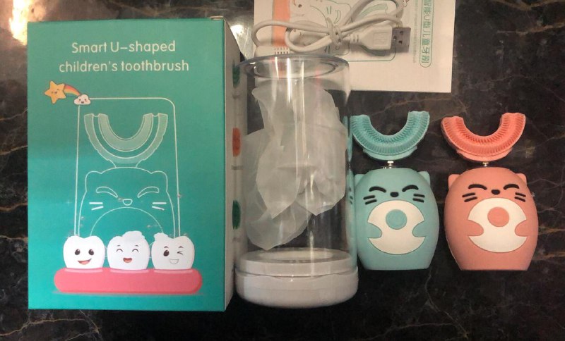 Детская автоматическая ультразвуковая зубная щётка-капа Smart U-shaped Children's Toothbrush оптом