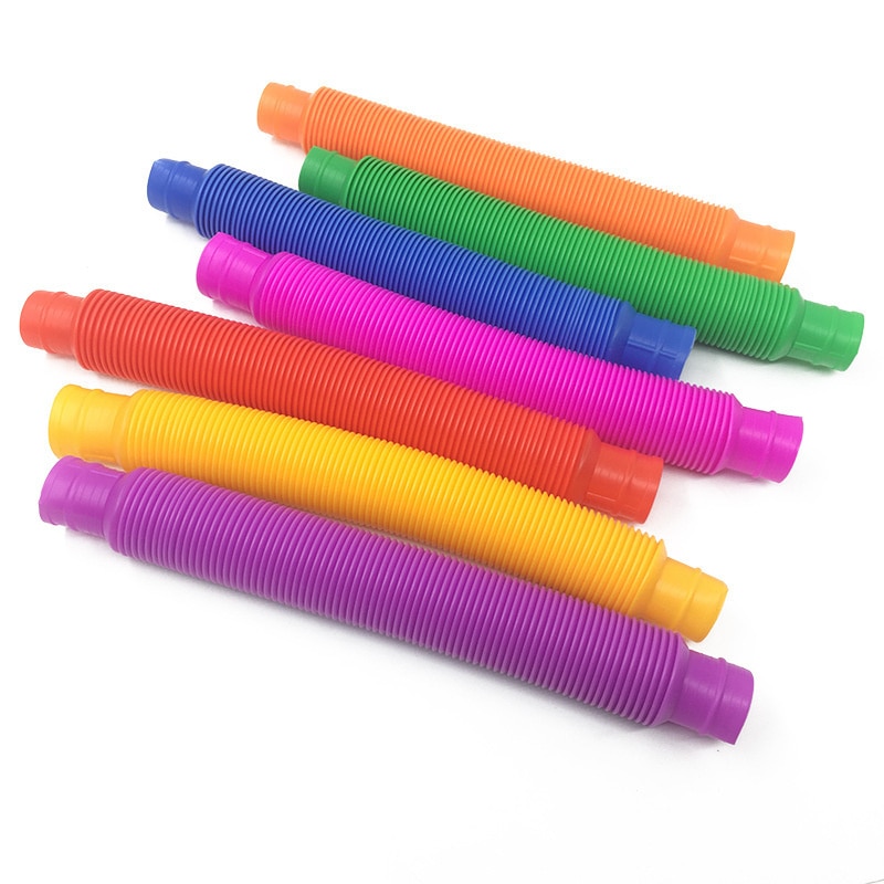 Игрушка антистресс Трубка гармошка Pop tubes 20см, набор из 6шт оптом