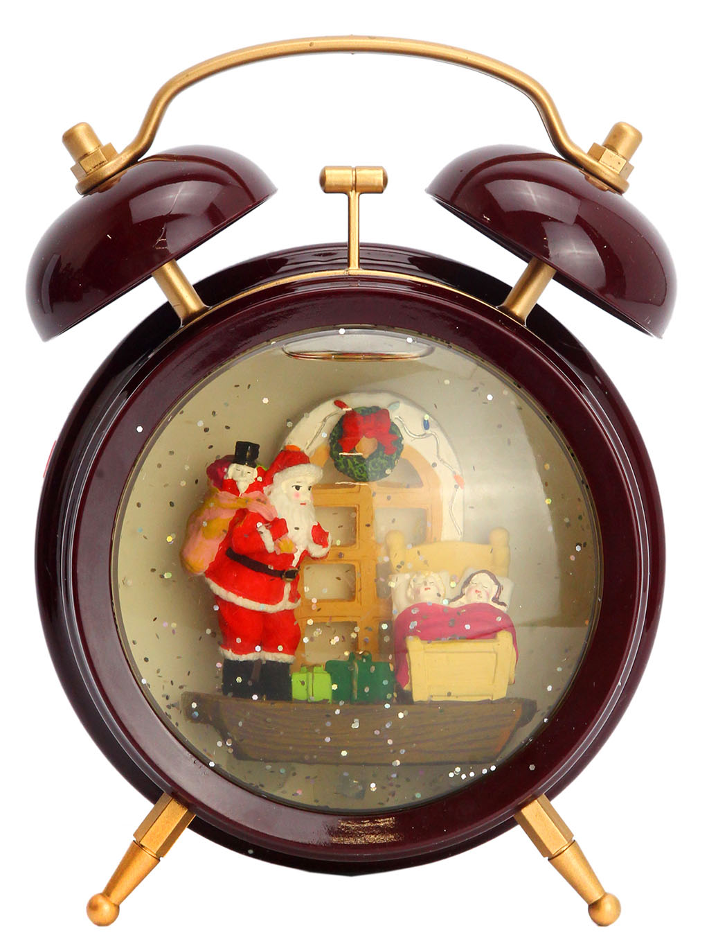 Светильник новогодний с музыкой Будильник Дед Мороз в гостях оптом