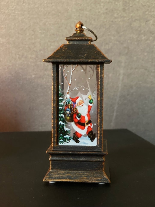 Декоративный новогодний фонарь елочная игрушка с подсветкой Дед Мороз с Подарками оптом