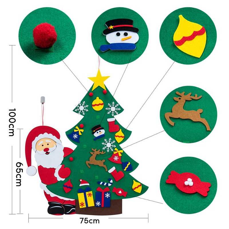 Войлочная рождественская Ёлка с Дед Морозом DIY на стену оптом - Фото №5