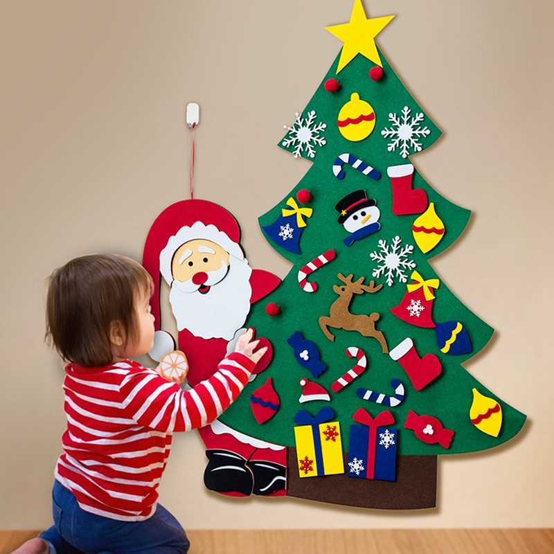 Войлочная рождественская Ёлка с Дед Морозом DIY на стену оптом