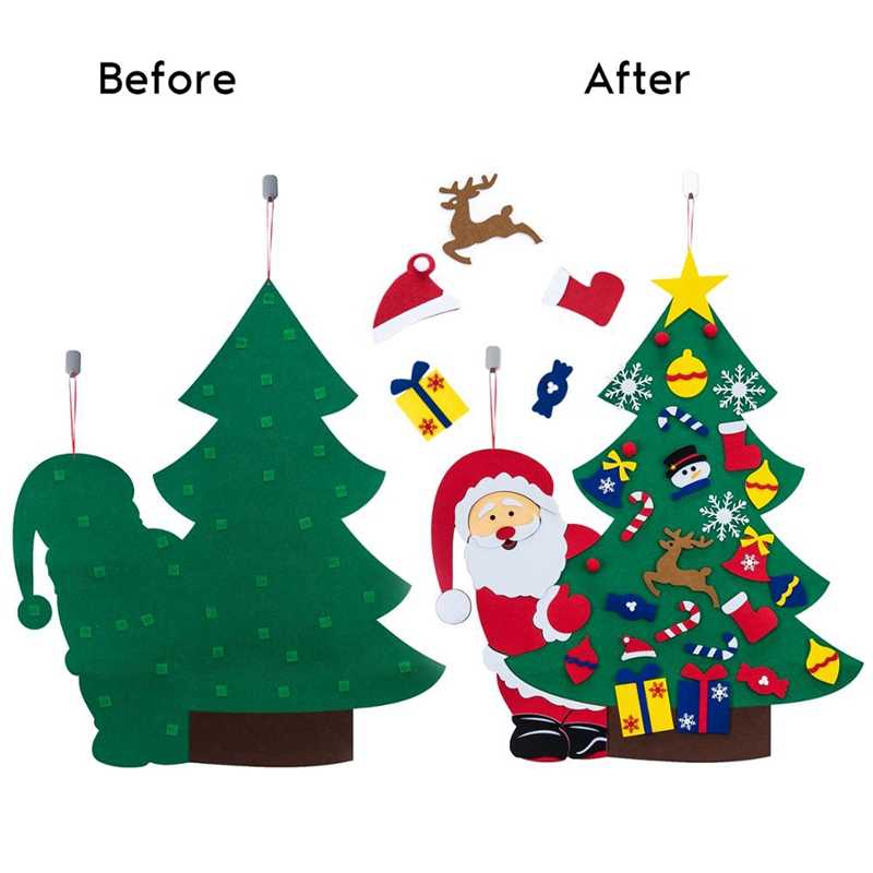 Войлочная рождественская Ёлка с Дед Морозом DIY на стену оптом - Фото №2
