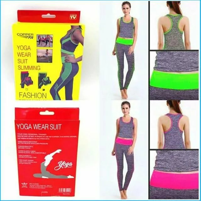 Женский спортивный комплект для йоги и фитнеса Copper Fit Yoga Wear Suit Slimming лосины и топ оптом - Фото №2