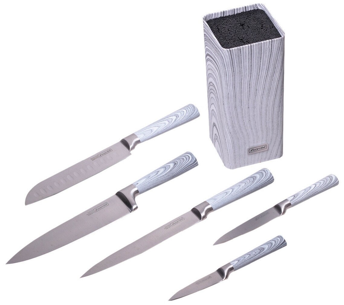 Набор кухонных ножей на подставке Kamille KM-5041 6пр оптом
