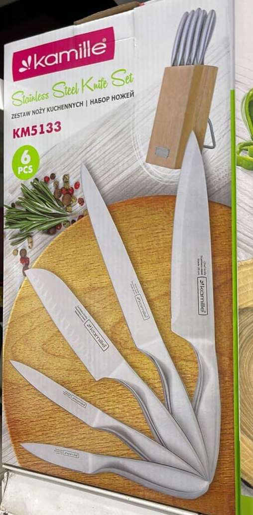 Набор кухонных ножей на деревянной подставке Kamille 5133 6пр оптом - Фото №2