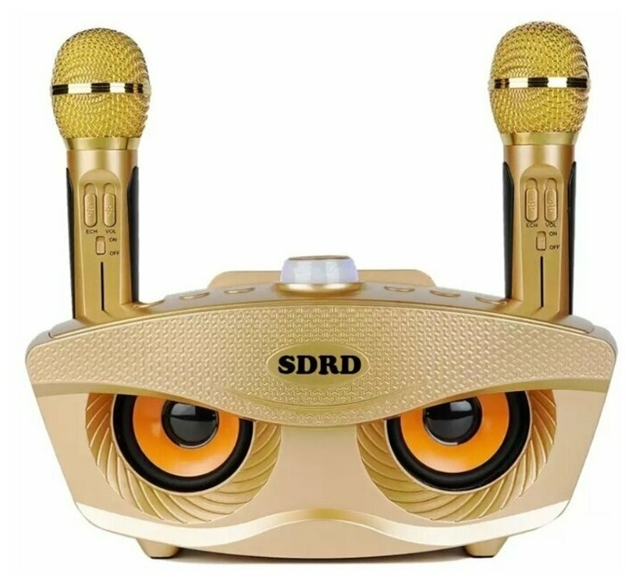 Беспроводная караоке система с двумя микрофонами SDRD SD-306, золотой оптом - Фото №7