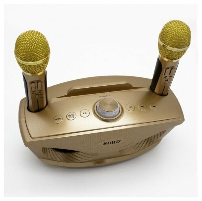 Беспроводная караоке система с двумя микрофонами SDRD SD-306, золотой оптом - Фото №8