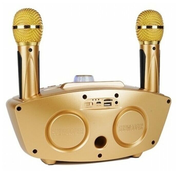 Беспроводная караоке система с двумя микрофонами SDRD SD-306, золотой оптом - Фото №9
