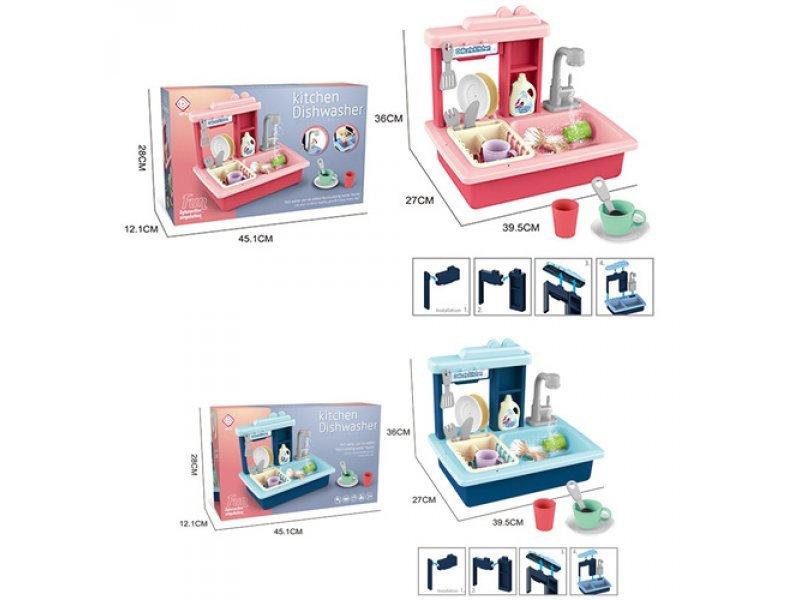 Детский игровой набор Раковина с набором посуды, течёт вода Kitchen Dishwasher Fun оптом - Фото №4