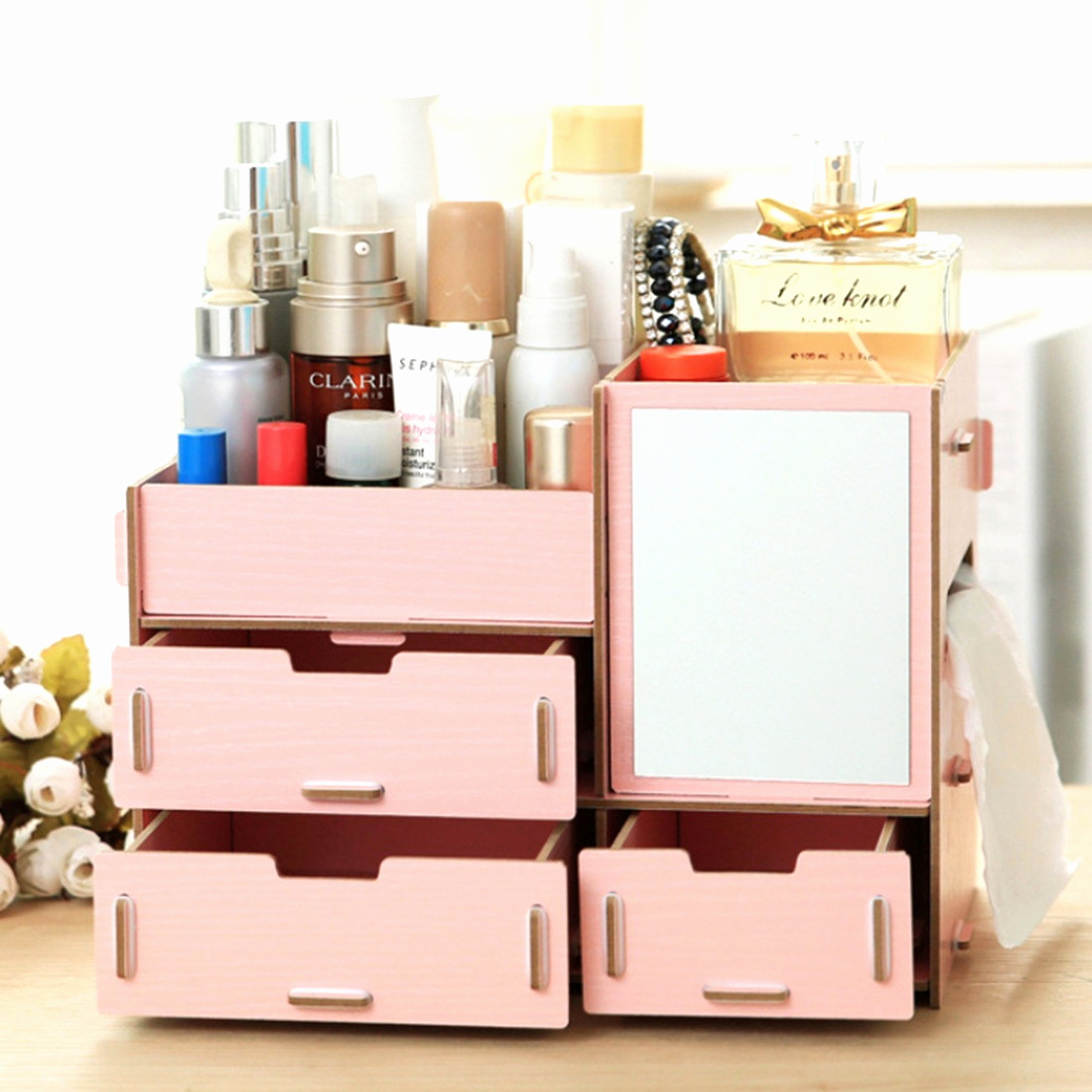 Органайзер-шкафчик для косметики Mirror in Organizer Wood Box for Makeup оптом - Фото №3