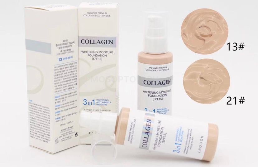 Тональный крем с коллагеном Enough Collagen Whitening Moisture Foundation 3in1 SPF15 100мл оптом