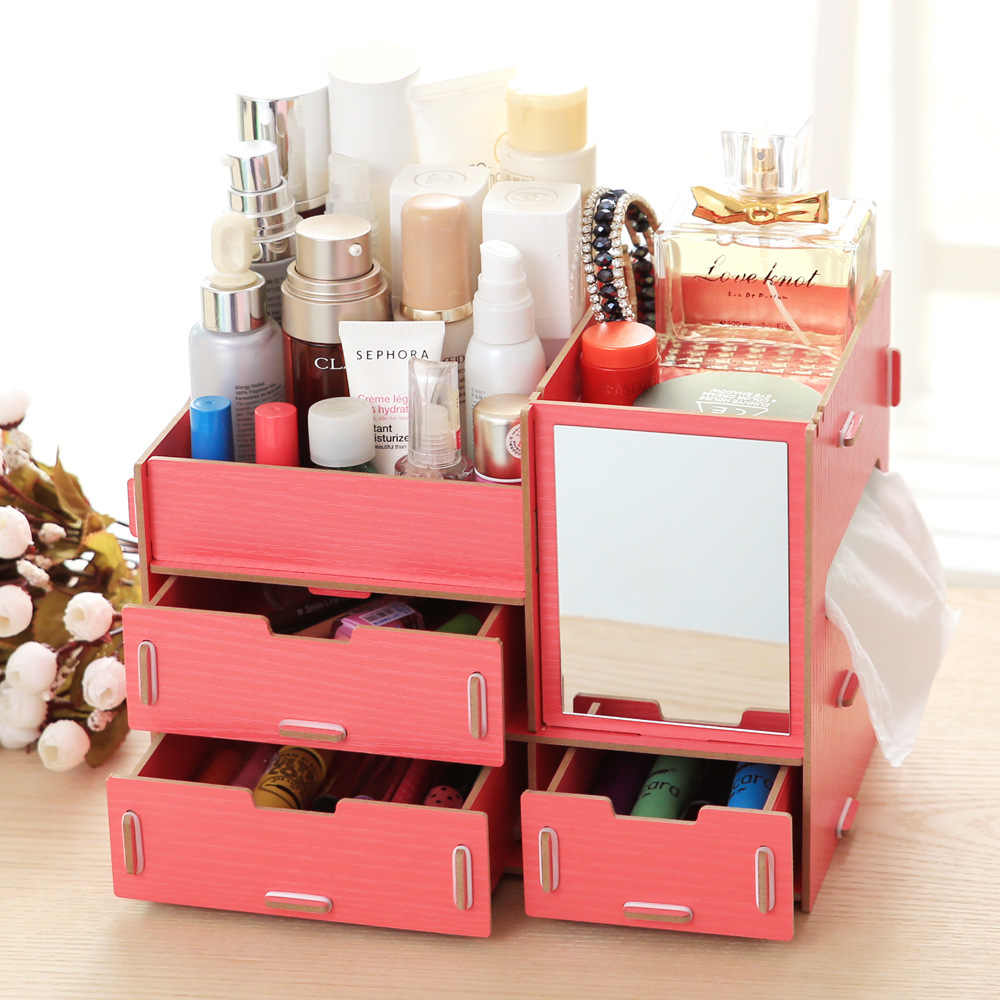 Органайзер-шкафчик для косметики Mirror in Organizer Wood Box for Makeup оптом - Фото №4