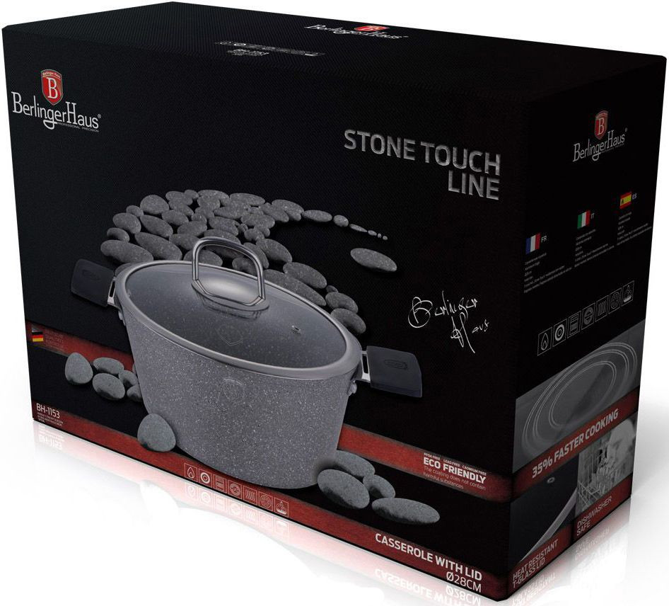 BH-1153 Grey Stone Touch Line Кастрюля с крышкой 28см оптом