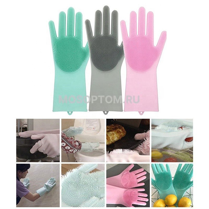 Многофункциональные силиконовые перчатки Magic Brush оптом - Фото №3