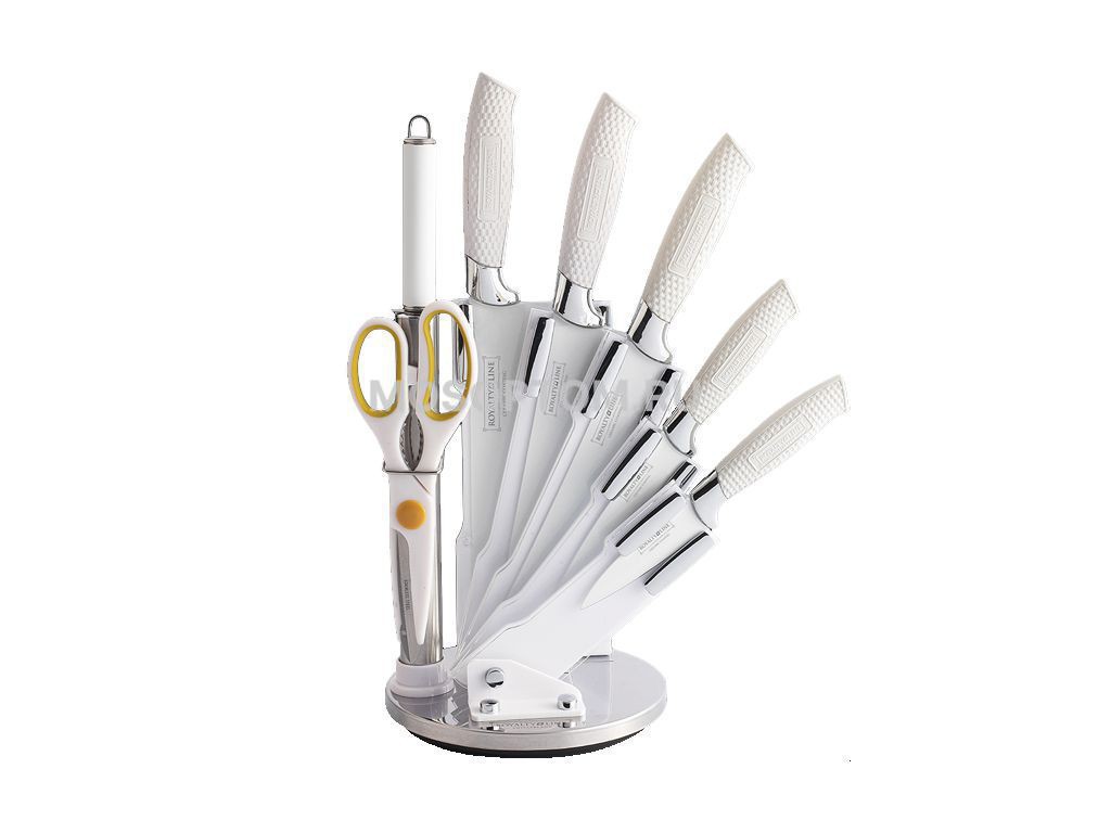 Набор антибактериальных ножей на подставке Royalty Line RL-WHT8W оптом  - Фото №3