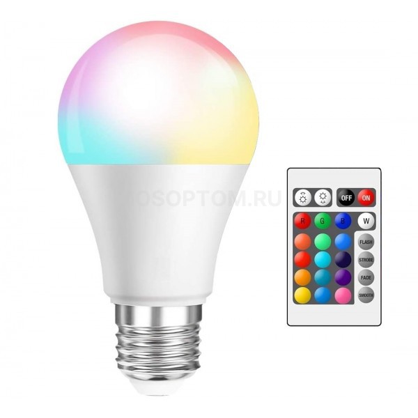 Умная светодиодная лампа с пультом LED RGBW Bulb 7Вт оптом