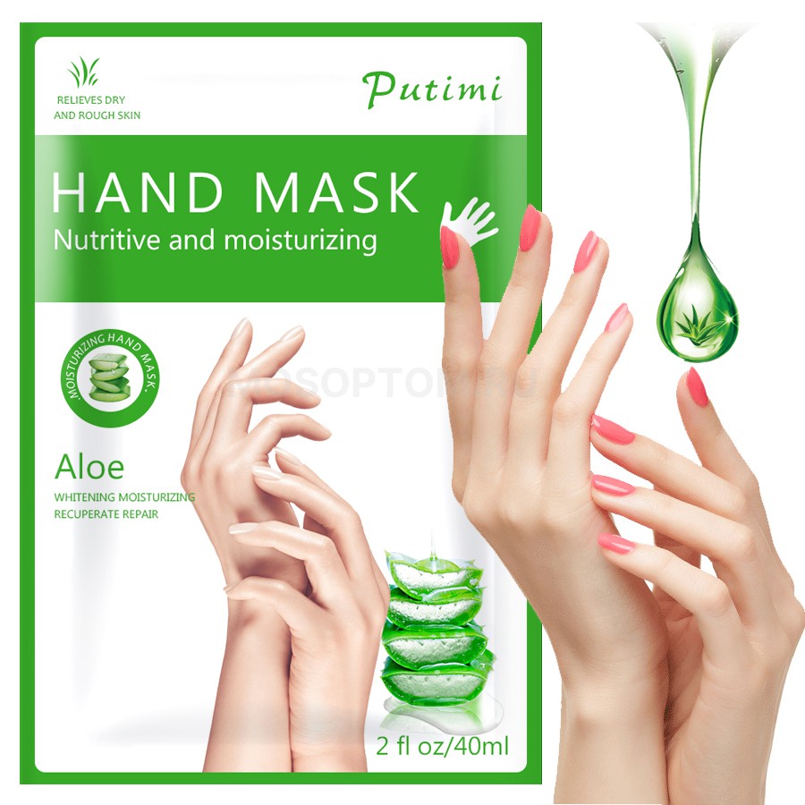 Отшелушивающая маска для пилинга кожи рук с экстрактом алоэ Putimi Hand Mask 40мл оптом