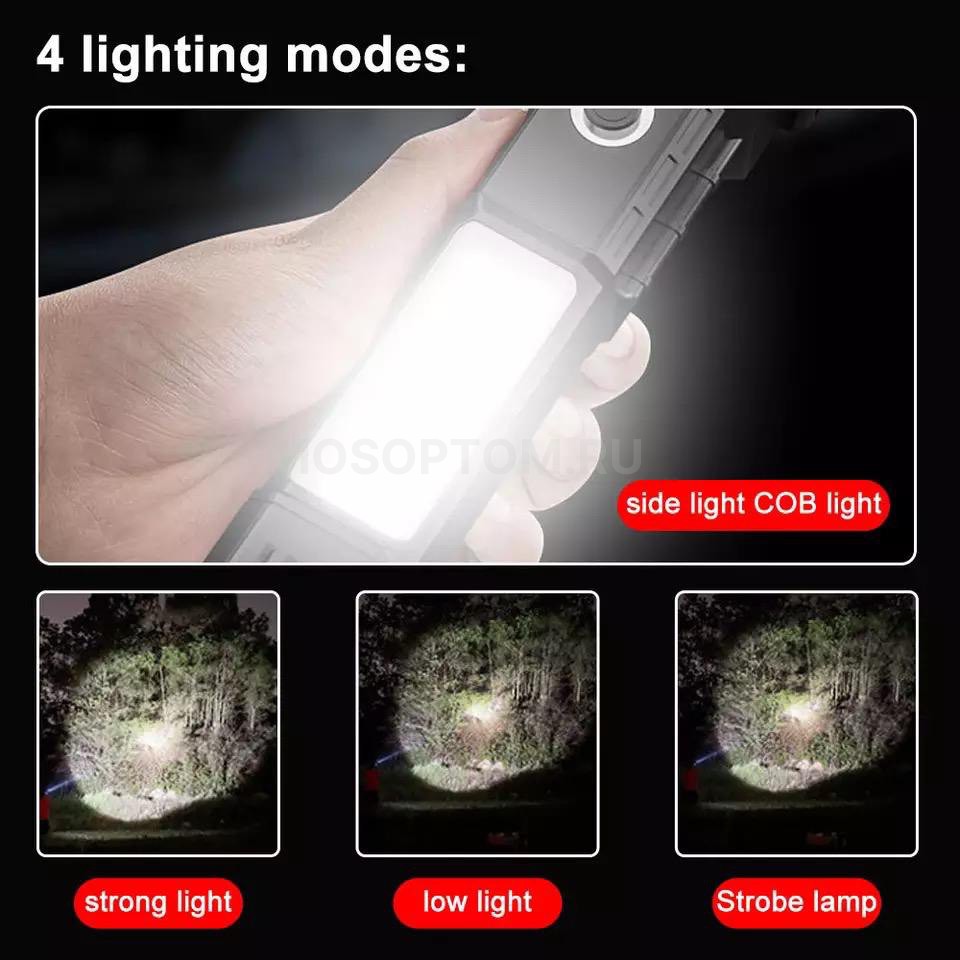Многофункциональный фонарик LED Flashlight 1200mAh Waterproof Emergency Safety Hammer Working Light оптом - Фото №4