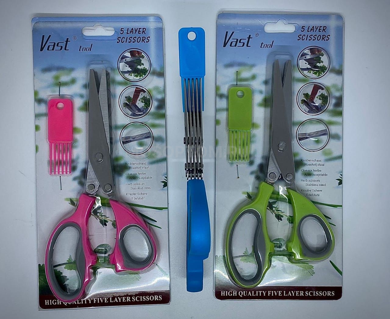 Кухонные ножницы для зелени с щеточкой Vast Tool 5 Layer Scissors оптом - Фото №10