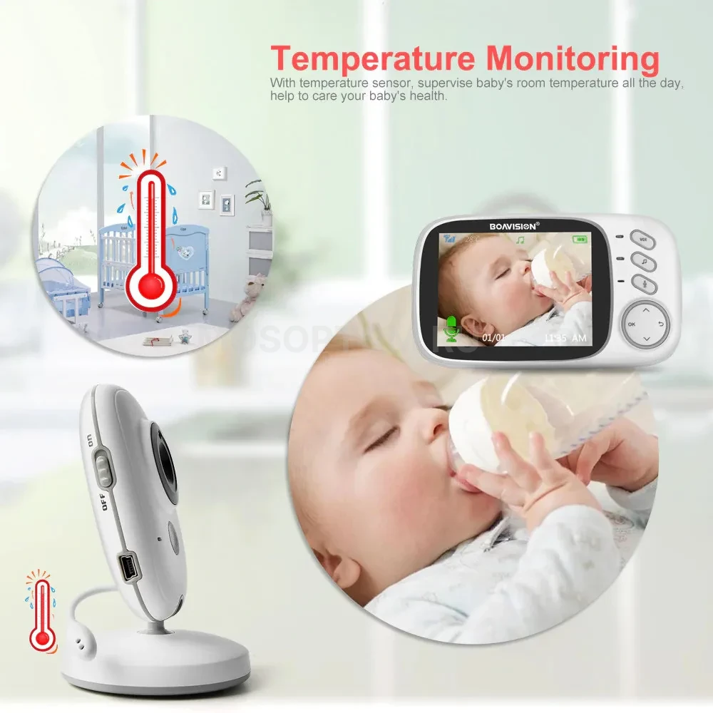Беспроводная видеоняня Video Baby Monitor VB-603 с увеличенным радиусом действия, цветным экраном 3,2" высокого разрешения оптом - Фото №12