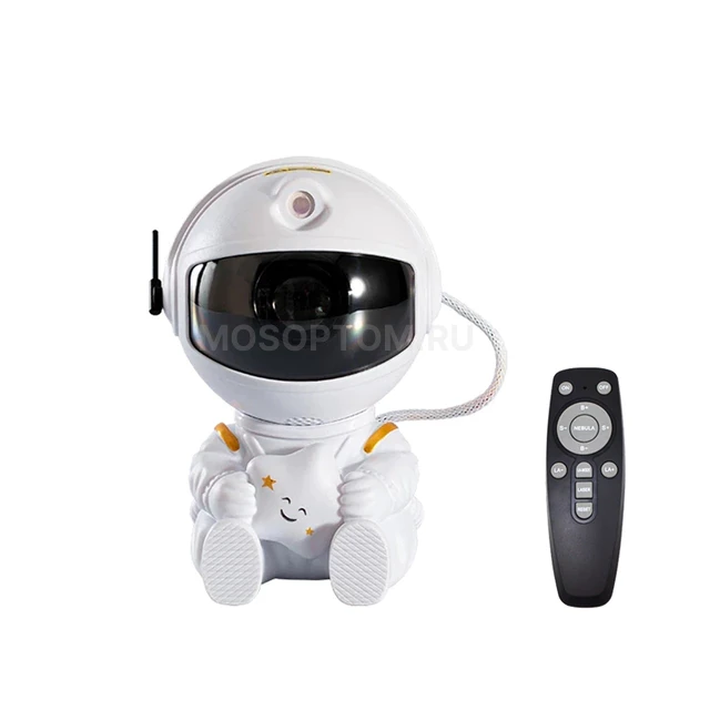 Лазерный проектор-ночник Сидящий Астронавт Astronaut Nebula Projector белый оптом - Фото №3