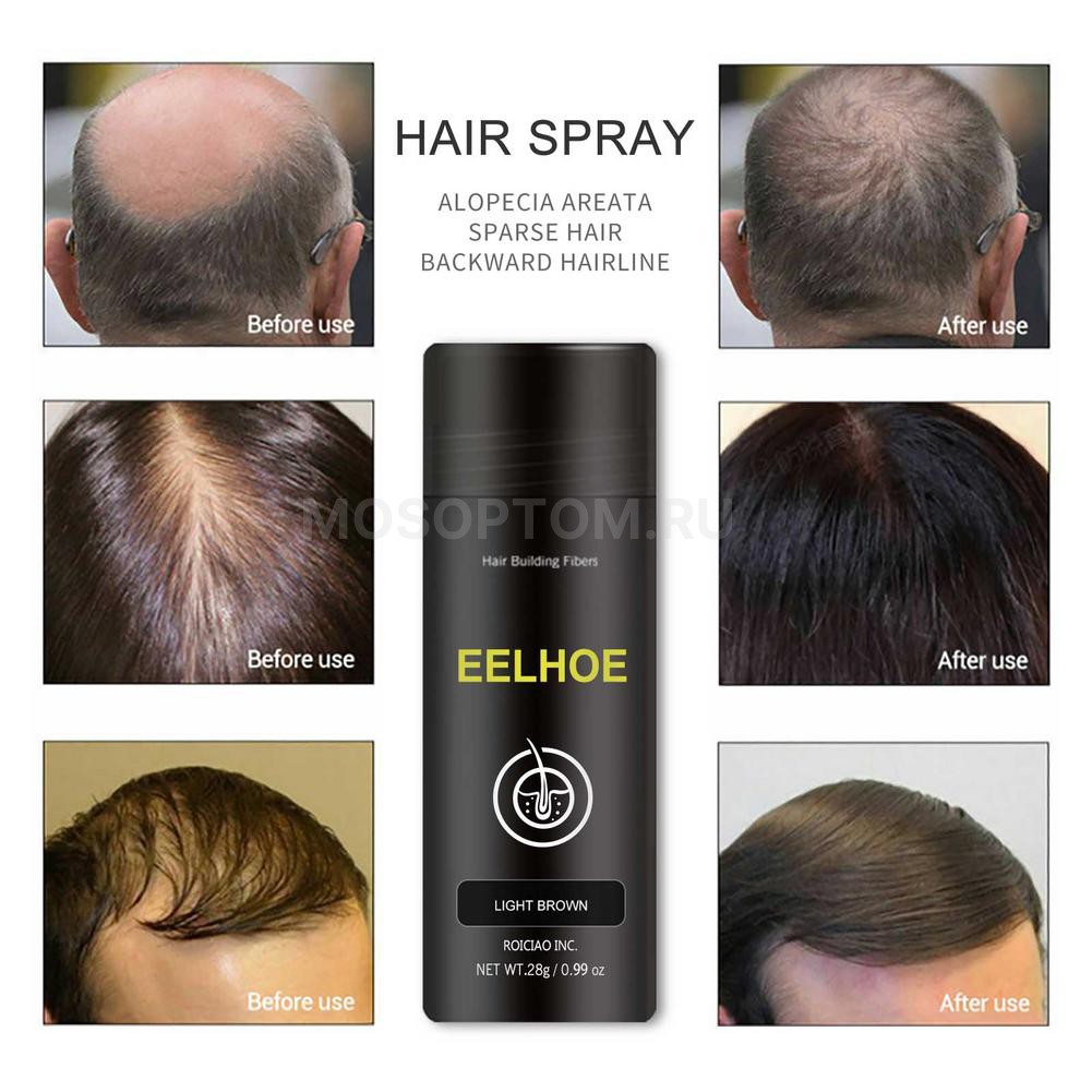 Пудра-спрей для наращивания волос Eelhoe Hair Building Fibers 28г оптом - Фото №5