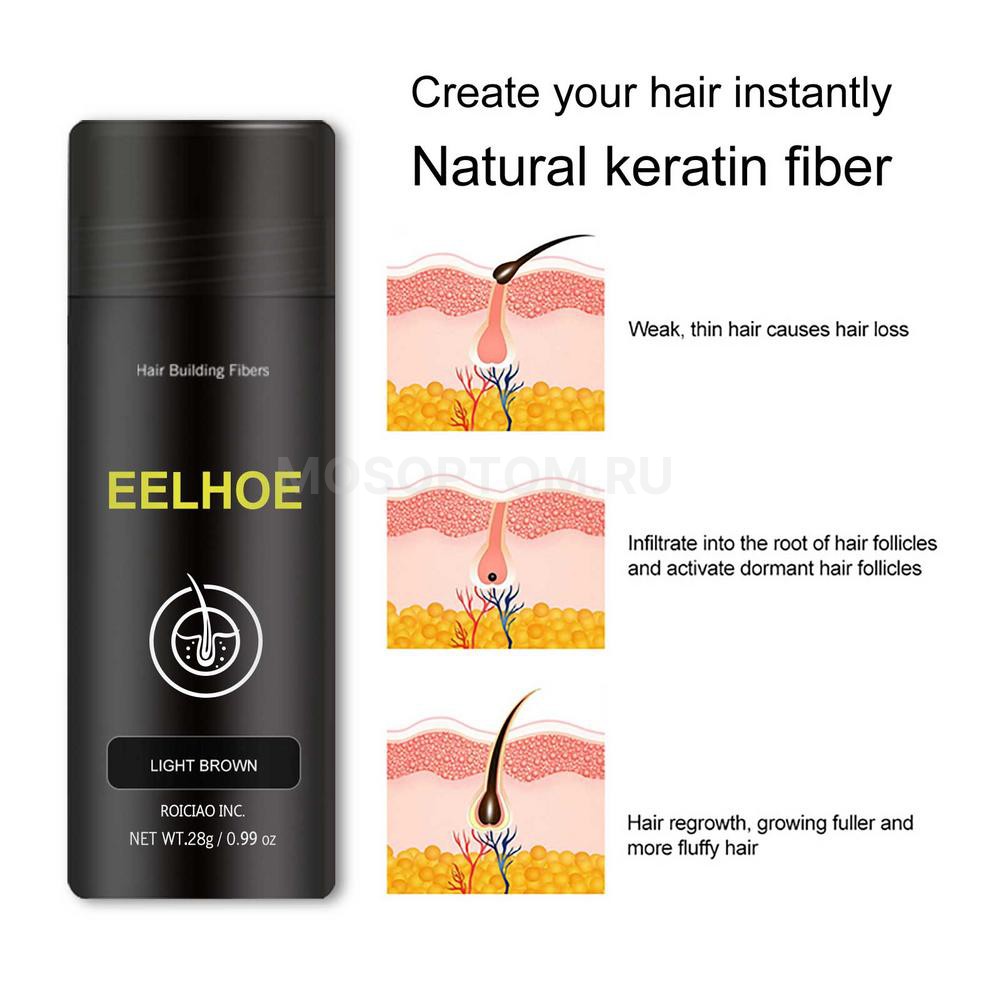 Пудра-спрей для наращивания волос Eelhoe Hair Building Fibers 28г оптом - Фото №6