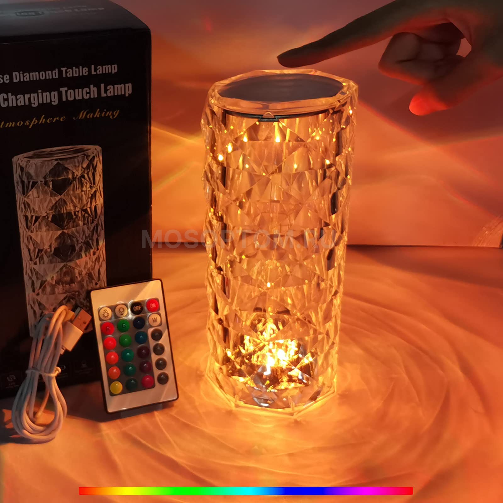 Настольная декоративная лампа с пультом Хрустальная Ваза USB Charging Touch Lamp оптом - Фото №4