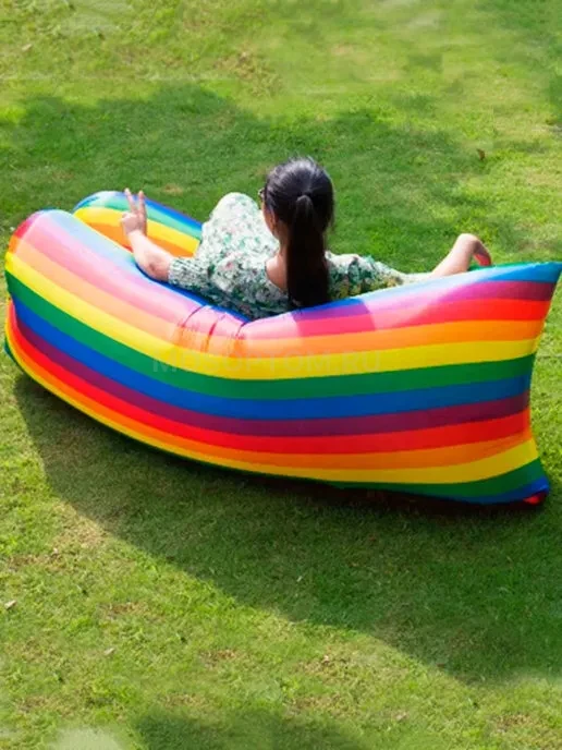 Надувной диван-лежак ламзак с карманом 180х80см цветной оптом - Фото №4