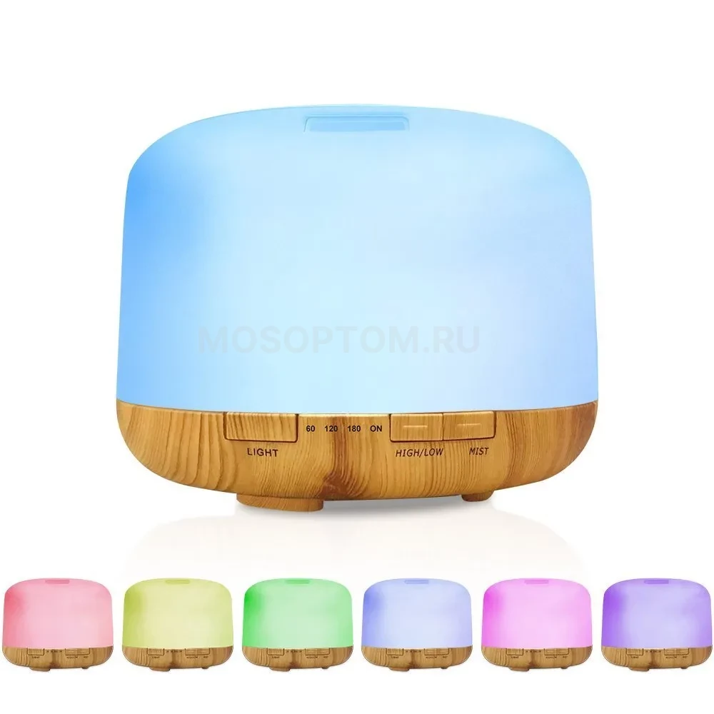 Ультразвуковой увлажнитель воздуха, аромадиффузор Aroma Diffuser с подсветкой 7 цветов, на деревянной подложке оптом - Фото №8