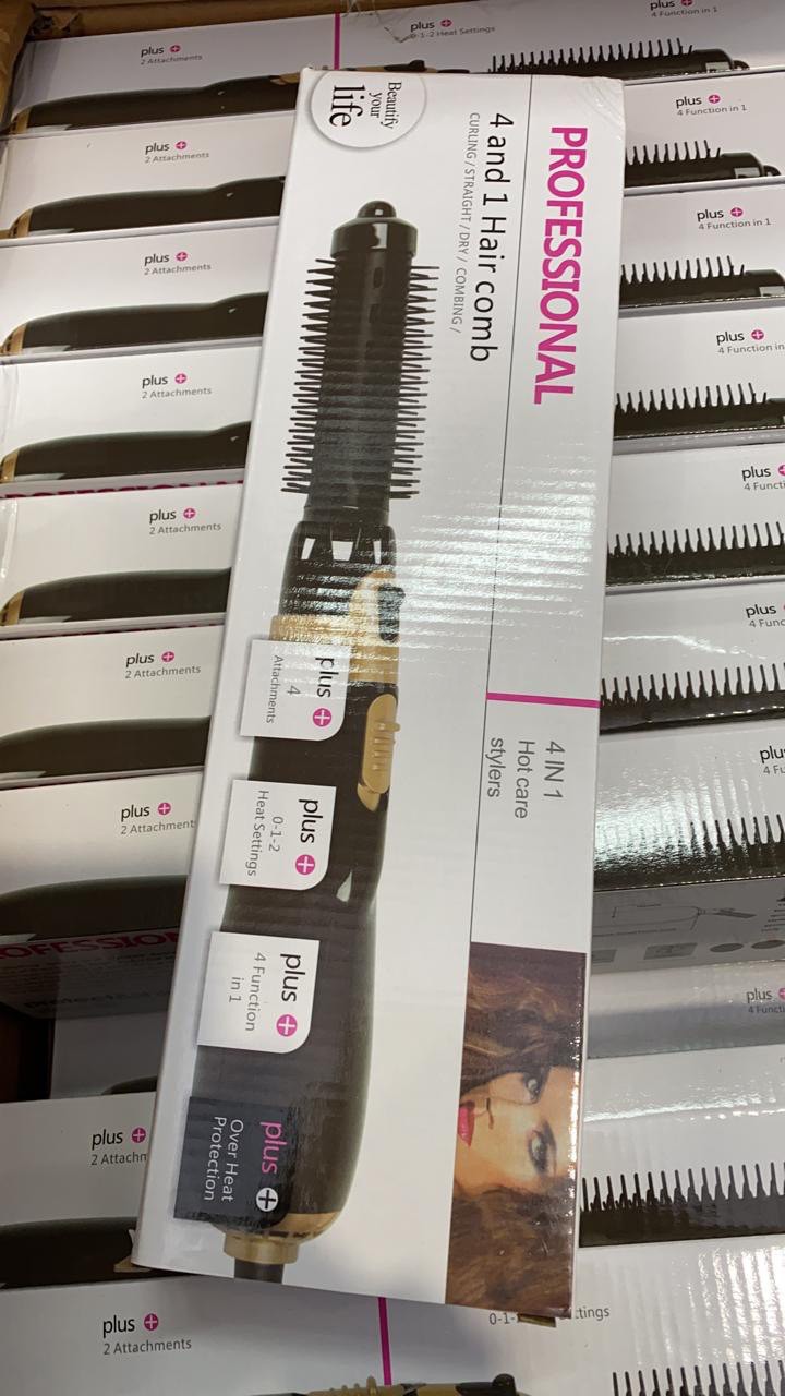 Фен-щетка для волос 4в1 Professional 4 And 1 Hair Comb Curling BDS-1801 оптом - Фото №5