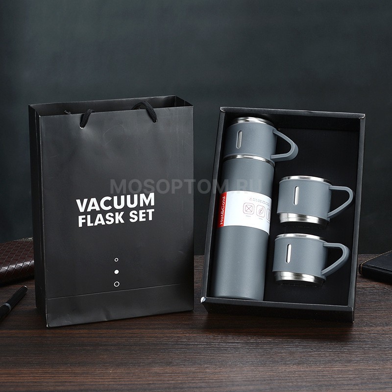 Набор термос с тремя кружками Vacuum Flask Set 500мл оптом - Фото №3