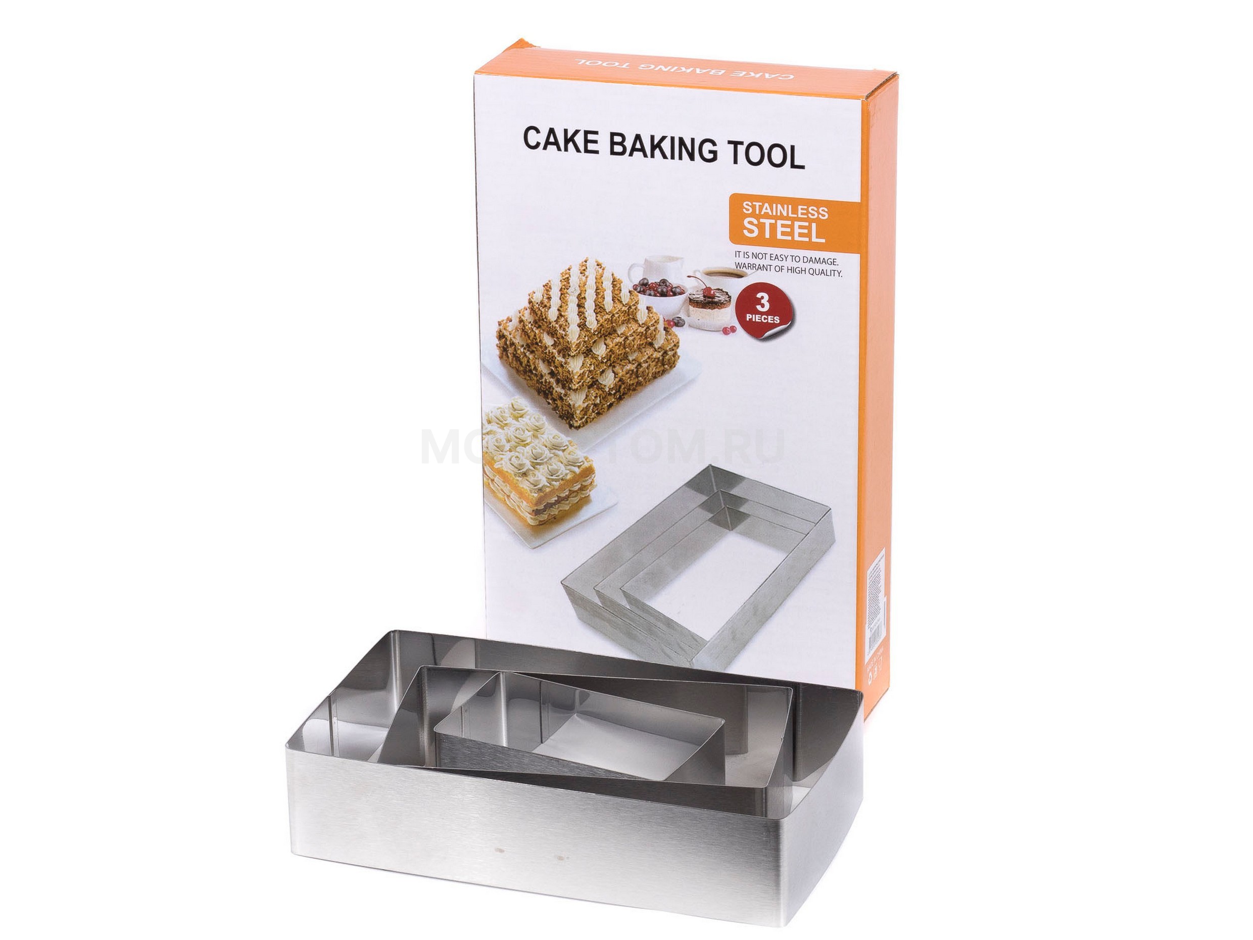 Набор металлических форм для выпечки Cake Baking Tool Прямоугольник 3шт оптом