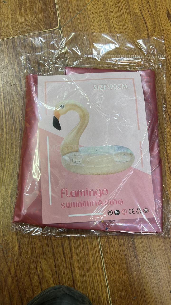 Детский надувной круг розовый Фламинго Flamingo с блёстками для плавания 90см оптом - Фото №5