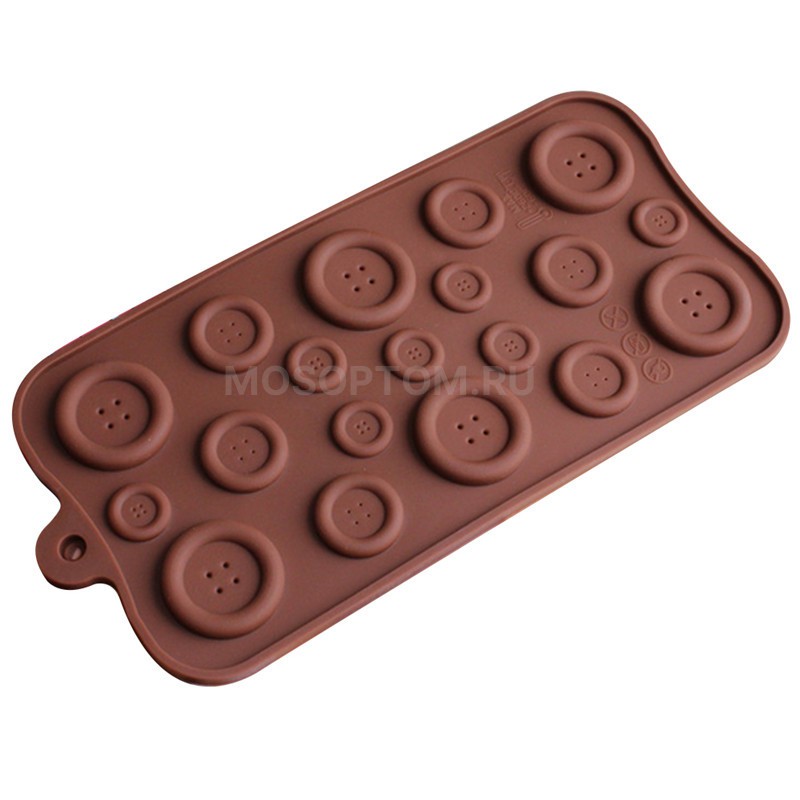Форма силиконовая для карамели и шоколада Пуговицы 21х10,5см 19 ячеек оптом
